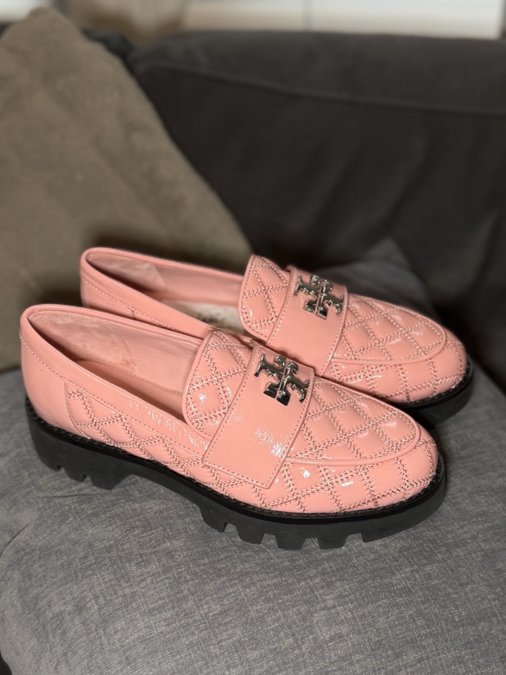 NWOT Tory Burch Women's Pink Mini Everly Chunky Leather Loafer Shoes Size 5.5 - Picture 7 of 11